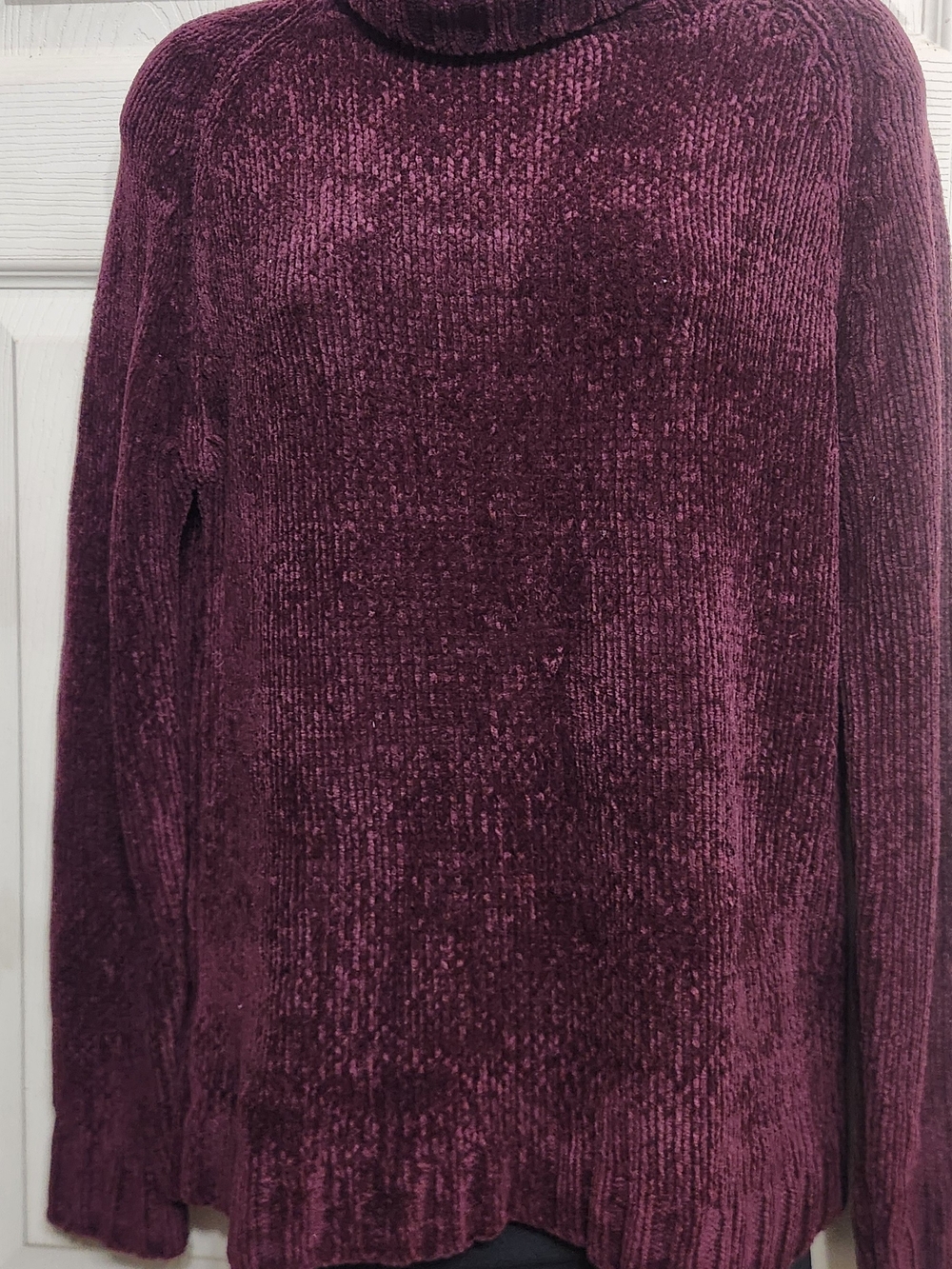 Cozy Chenille Turtleneck Sweater in Deep Plum